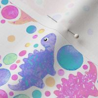 Sugary Sweet Baby Dinosaurs - pastel rainbow colors on white 