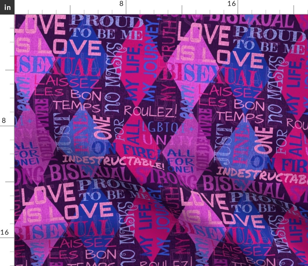 Bisexual Harlequin Argyle -- Bisexual Pride Flag Colors Diamond Argyle -- 10.50in x 12.51in repeat -- 300dpi (50% of Full Scale)