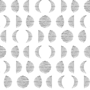 large - sketchy moon phases - white and black