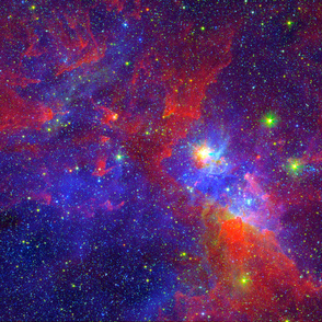 187-6 Broad composite view of hypergiant star  Eta Carina, within the Carina Nebula, combining visible and infrared spectra - 2 yd