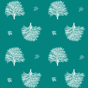 Turquoise trees and leaves