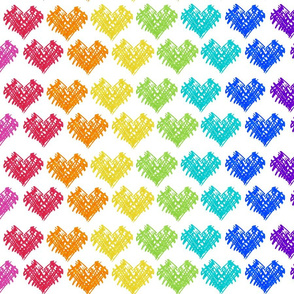 Rainbow Scribble Hearts rows
