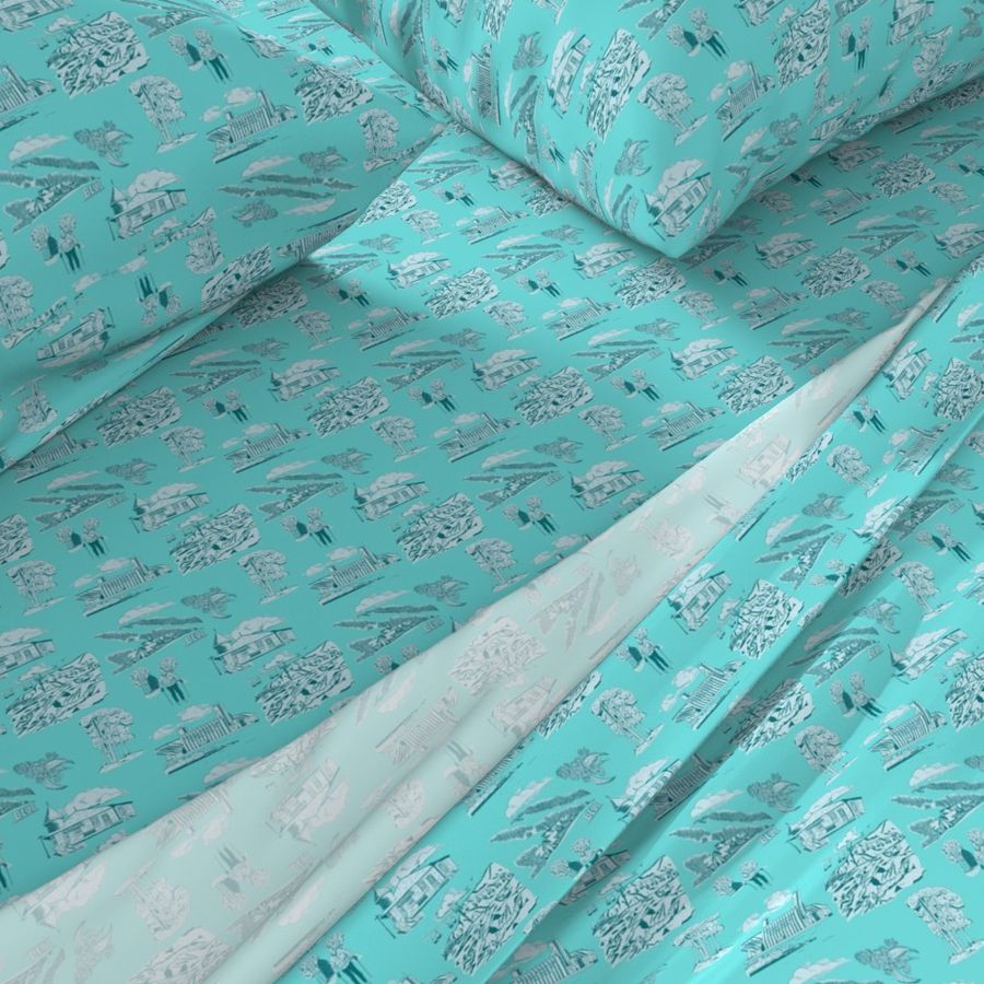 Georgian Bay Toile Aqua Blue