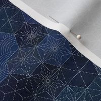 Sashiko Mini- Japanese Patchwork- Geometric Embroidery-Navy- Indigo- Blue- Face Mask- Small Scale