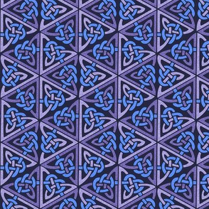 9W Celtic knot hexagons, turquoise and muted violet on black