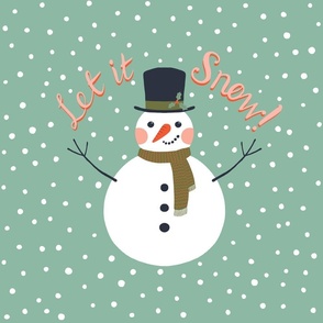 Let it snow - cute snowman throw pillow - holiday design by Cecca Designs