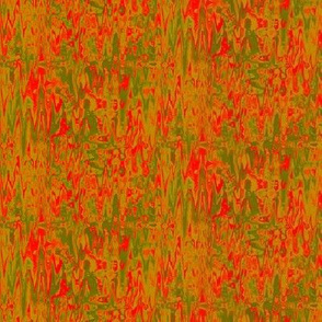 Zigzag Digital Batik in Red-Orange and Olive Green