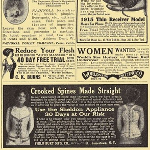 April 1915 ads Cure Deafness, Freckles, and Crooked Spines