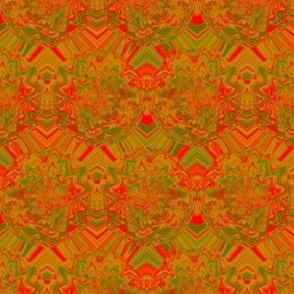 Tethered to the Earth in Red-Orange and Olive Green