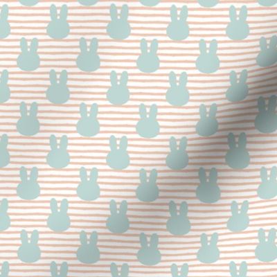 (small scale) bunny on stripes || peach C21