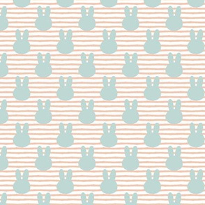(small scale) bunny on stripes || peach C21