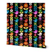 Birds and Blooms - Large Scale Black