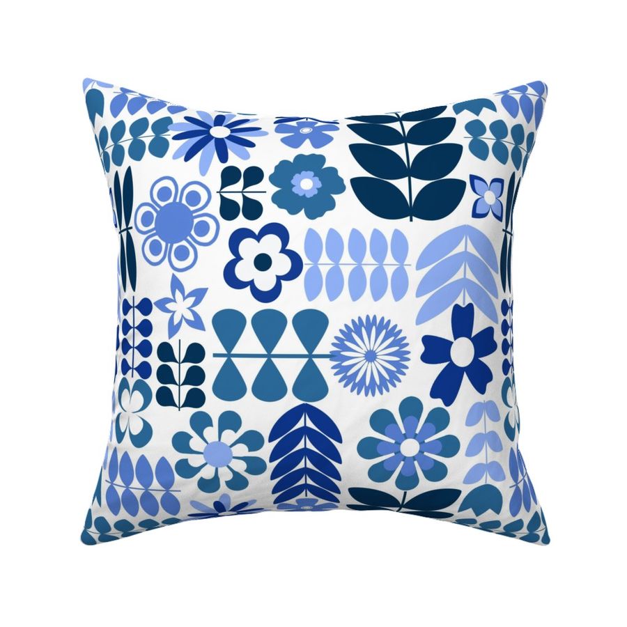 Scandinavian Flowers - Large Scale Blues