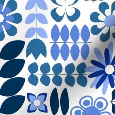 Scandinavian Flowers - Large Scale Blues