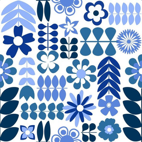 Scandinavian Flowers - Large Scale Blues
