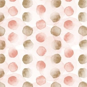 (small scale) pastel watercolor polka dots with pink and brown