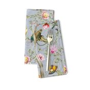 Vintage Tropical Rainforest Animals- Nostalgic Chinoiserie Garden- light grey double layer- Marie Antoinette Chinoiserie inspired