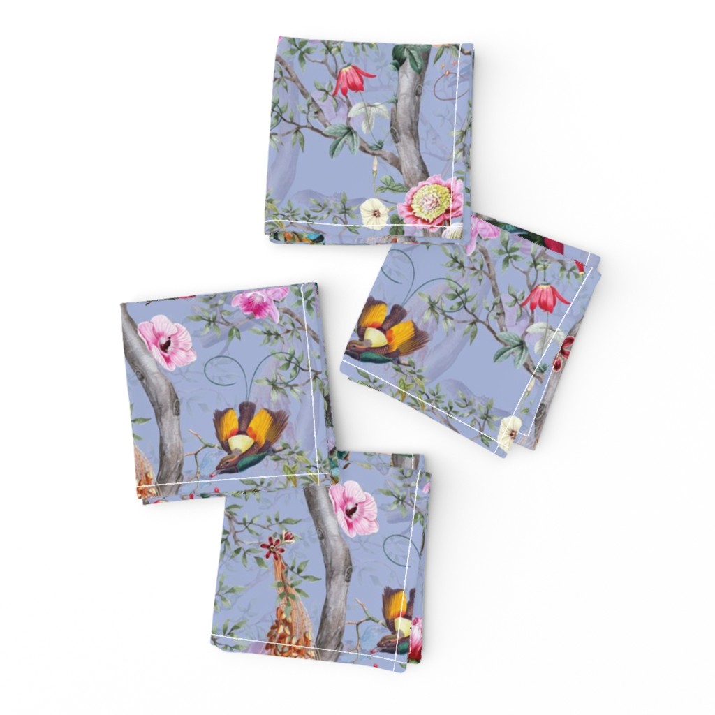 Vintage Tropical Animals- Nostalgic Chinoiserie Garden- purple double layer- Marie Antoinette Chinoiserie inspired