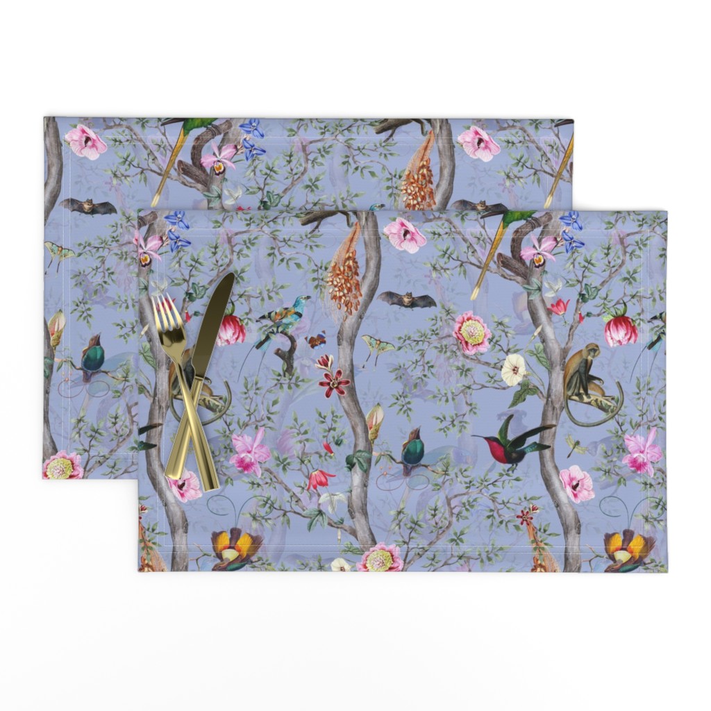 Vintage Tropical Animals- Nostalgic Chinoiserie Garden- purple double layer- Marie Antoinette Chinoiserie inspired