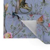 Vintage Tropical Animals- Nostalgic Chinoiserie Garden- purple double layer- Marie Antoinette Chinoiserie inspired