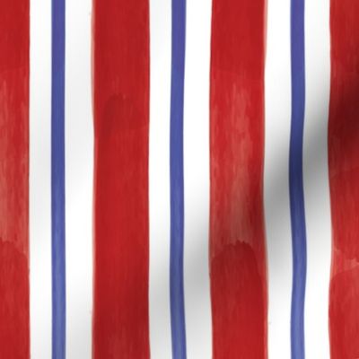 watercolor american stripes red white & blue pattern