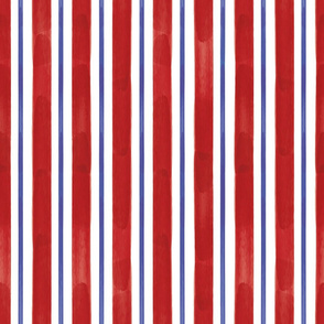 watercolor american stripes red white & blue pattern