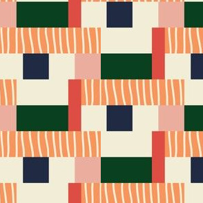 Modern Patchwork Co-ord - Tangerine Stripe