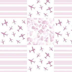 blush airplanes patchwork watercolor planes_ stripes_ stains for modern nursery baby boy - 8
