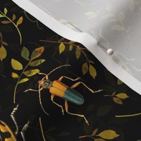 18" Nostalgic dark academia  Retro Bugs: Fabric, Beetle, and Gothic Moody Wallpaper for Insects Mystic Goth Home Decor