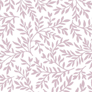 lilac purple  on white swirling leaves | large scale