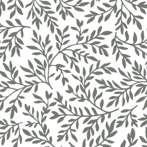 dark grey on white swirling leaves | large scale