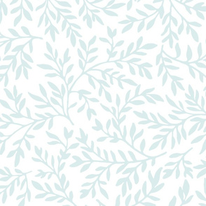 light blue on white swirling leaves | large scale
