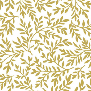 gold on white swirling leaves | large scale