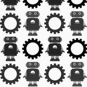 Robot and Gear - Black & White