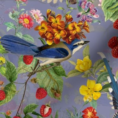 vintage kingfishers, birds fabric, kingfisher fabric, exotic nature bird  on blue