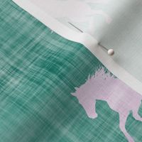 horse lilac teal linen