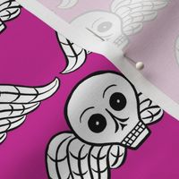 winged skull - magenta