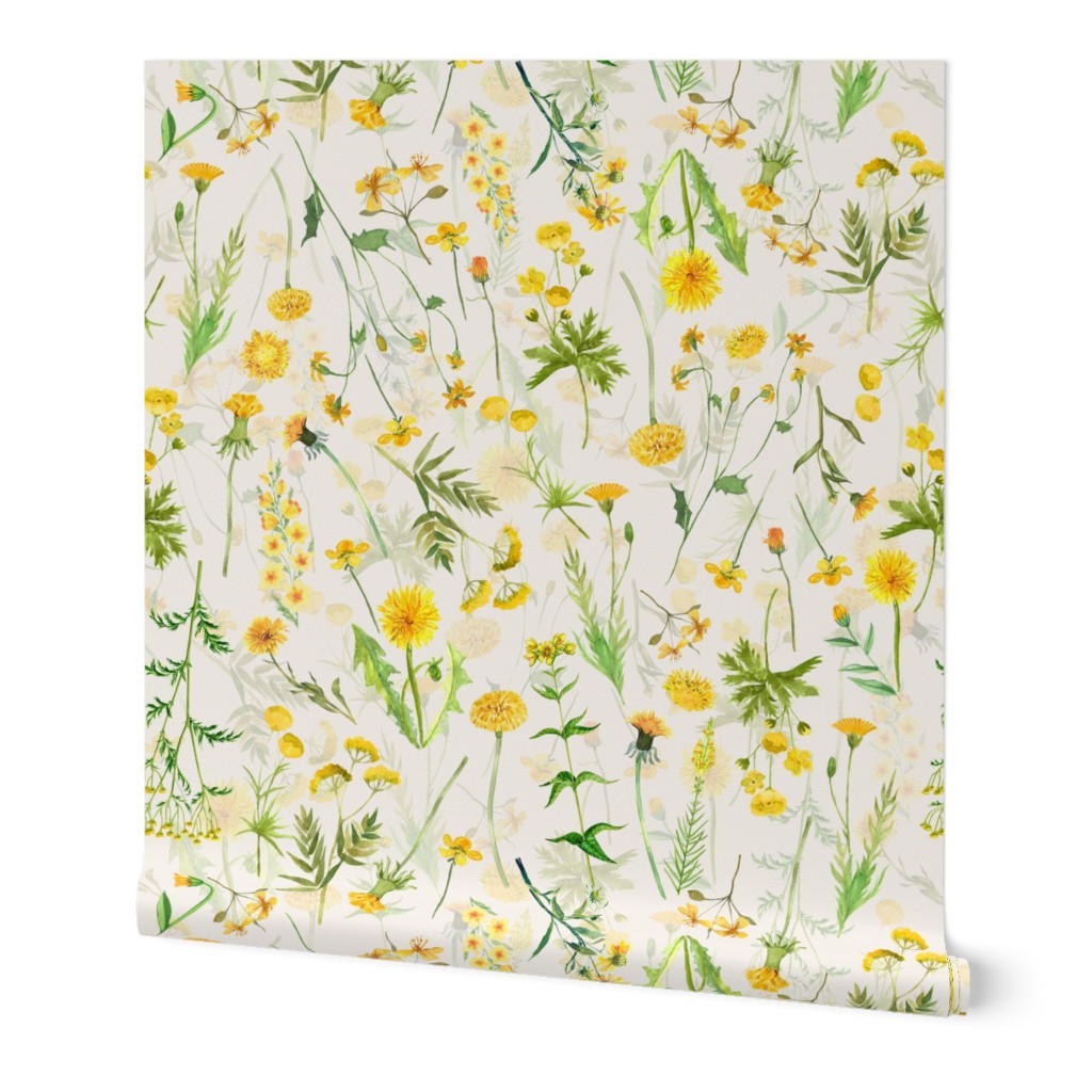 14" Yellow Wildflower Meadow - Summer Flowers - double layer on blush