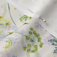 Watercolor hand drawn Summer Garden Flowers - Double Layer