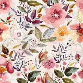 Autumnal Watercolor Flowers on blush