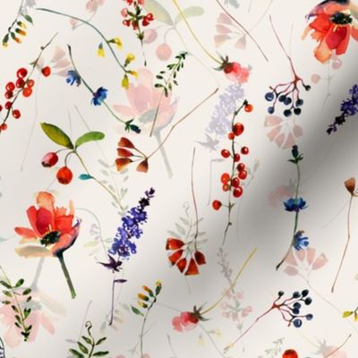 Scandinavian hand painted Wildflower Meadow  blush