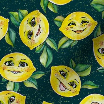 Sour Face Lemons on Green by ArtfulFreddy