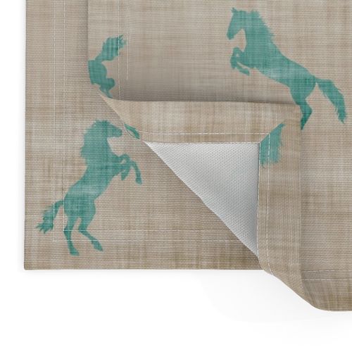 horse teal sand linen