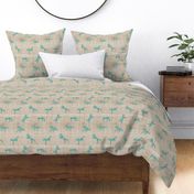 horse teal sand linen