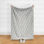 horse teal grey gingham