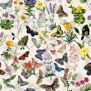 10" Butterflies In Spring Flower Garden- Blush  Double