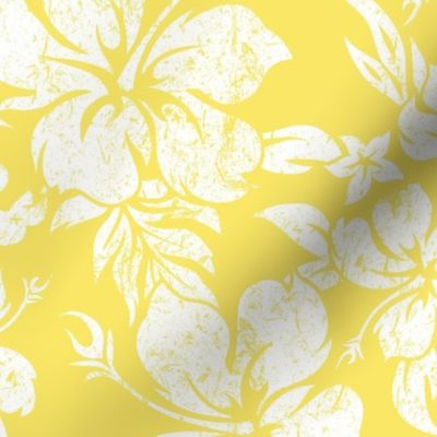 Distressed Hawaiian Hibiscus Floral- Illuminating Yellow