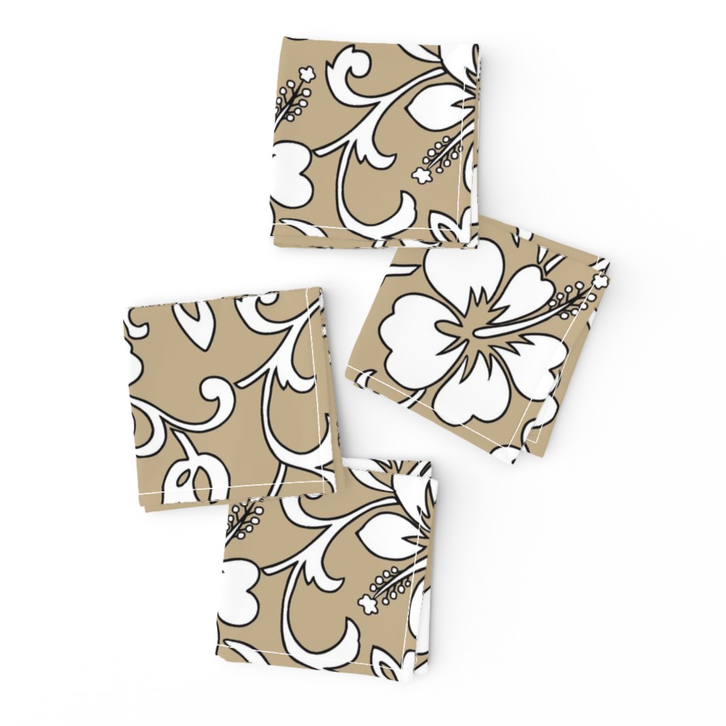 Hibiscus Flower Hawaiian Print in Taupe