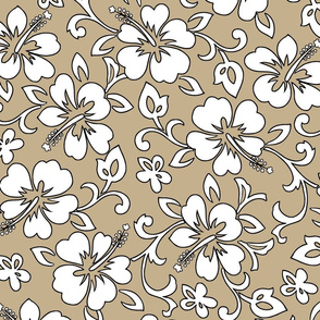 Hibiscus Flower Hawaiian Print in Taupe