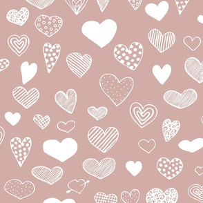 heart doodle mauve and white